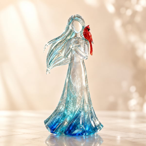 🐦Cardinal Memorial Woman Figurine