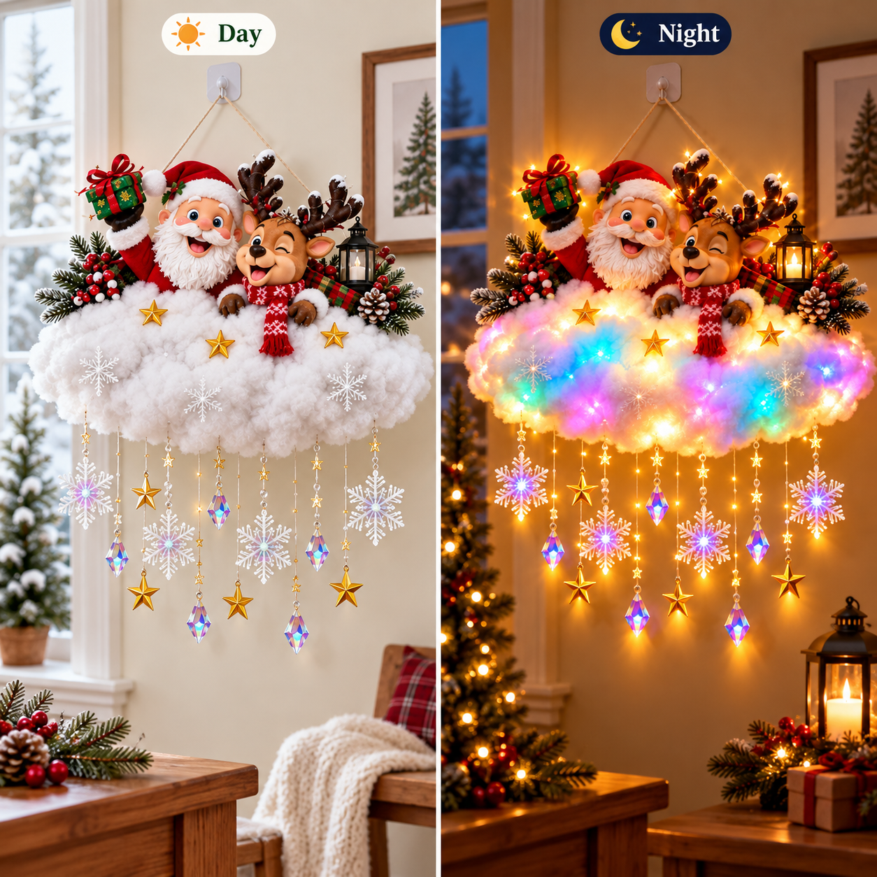 Lighted Christmas Cloud Hanging Decor