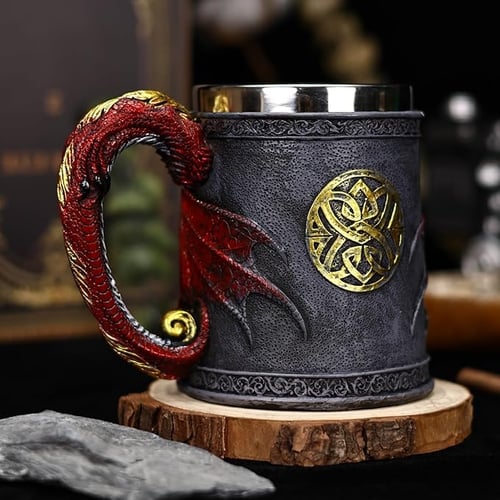 Retro Gem Dragon Stainless Steel Mug