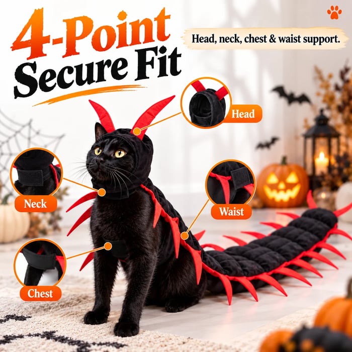🎃Creepy-Cute Halloween Centipede Pet Costume – 3D Crawling Outfit for Dogs & Cats 🐾