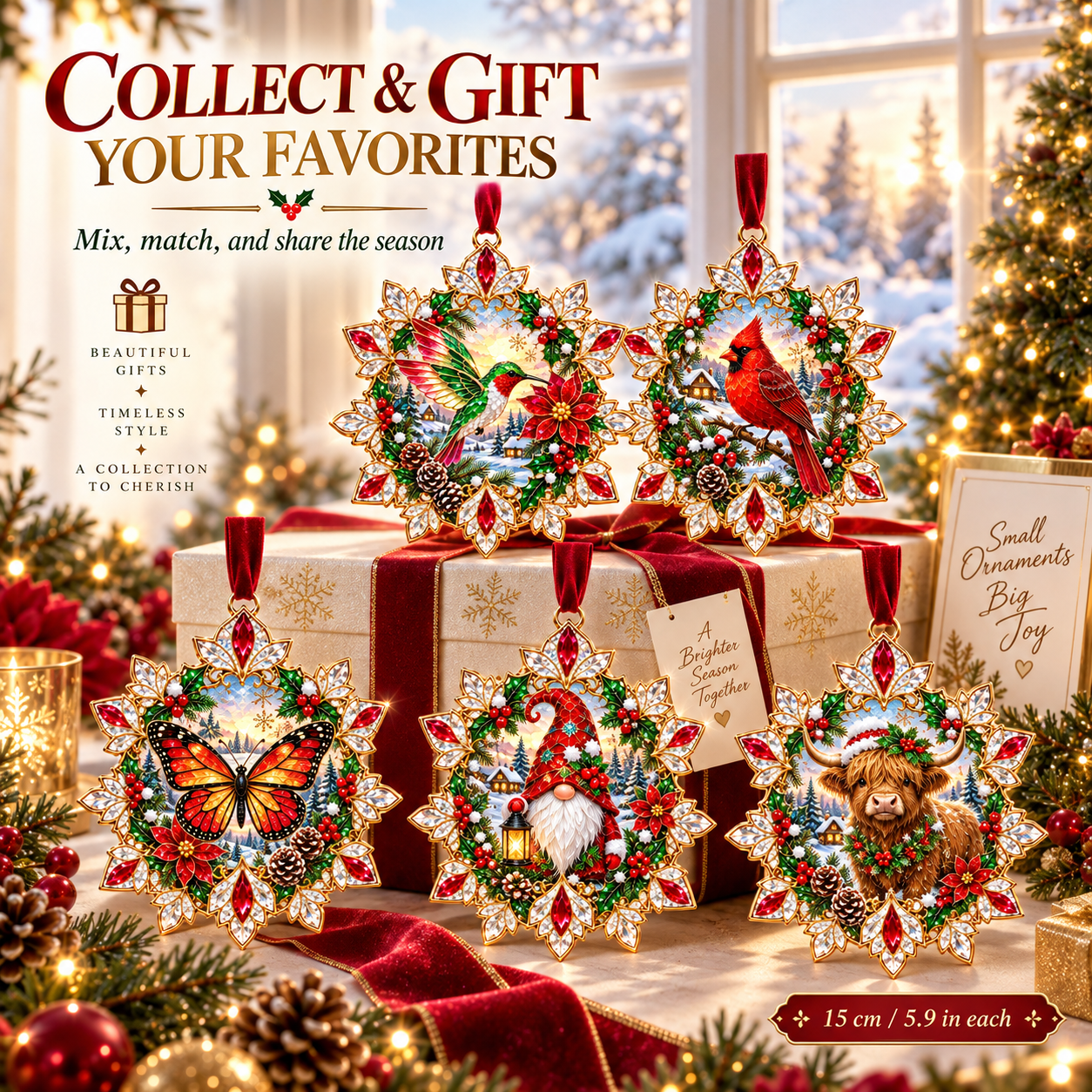 Christmas Crystal Suncatcher Ornament – Jewel-Like Holiday Window & Tree Decoration