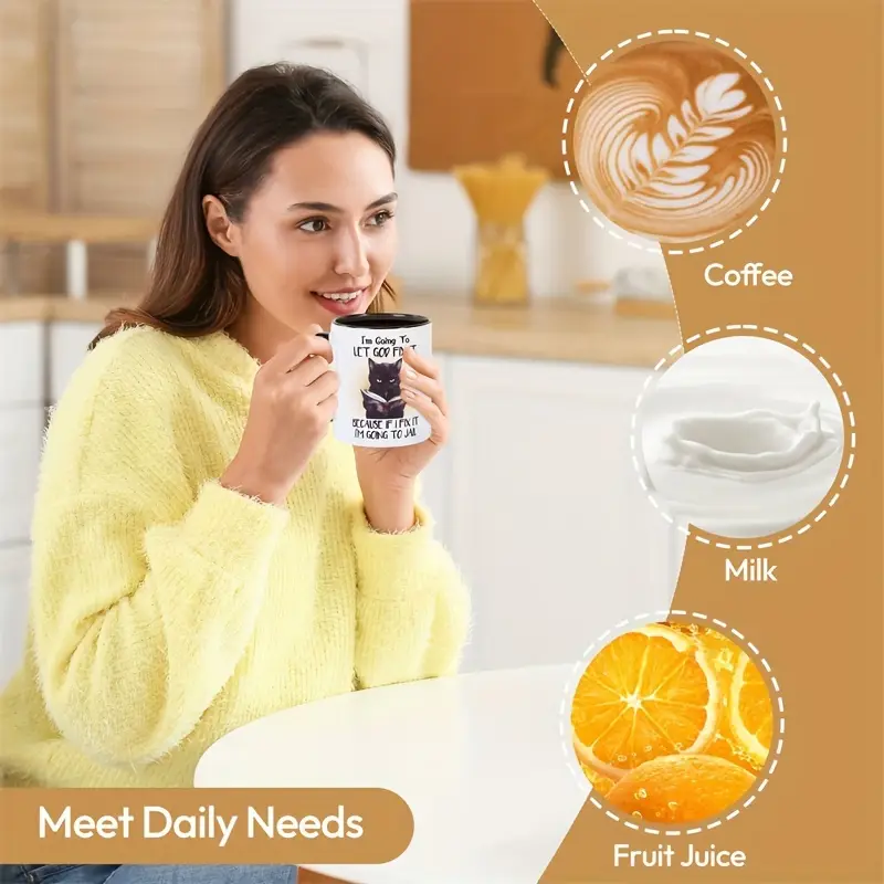 Funny Black Cat Coffee Mug Gift for Cat Lover