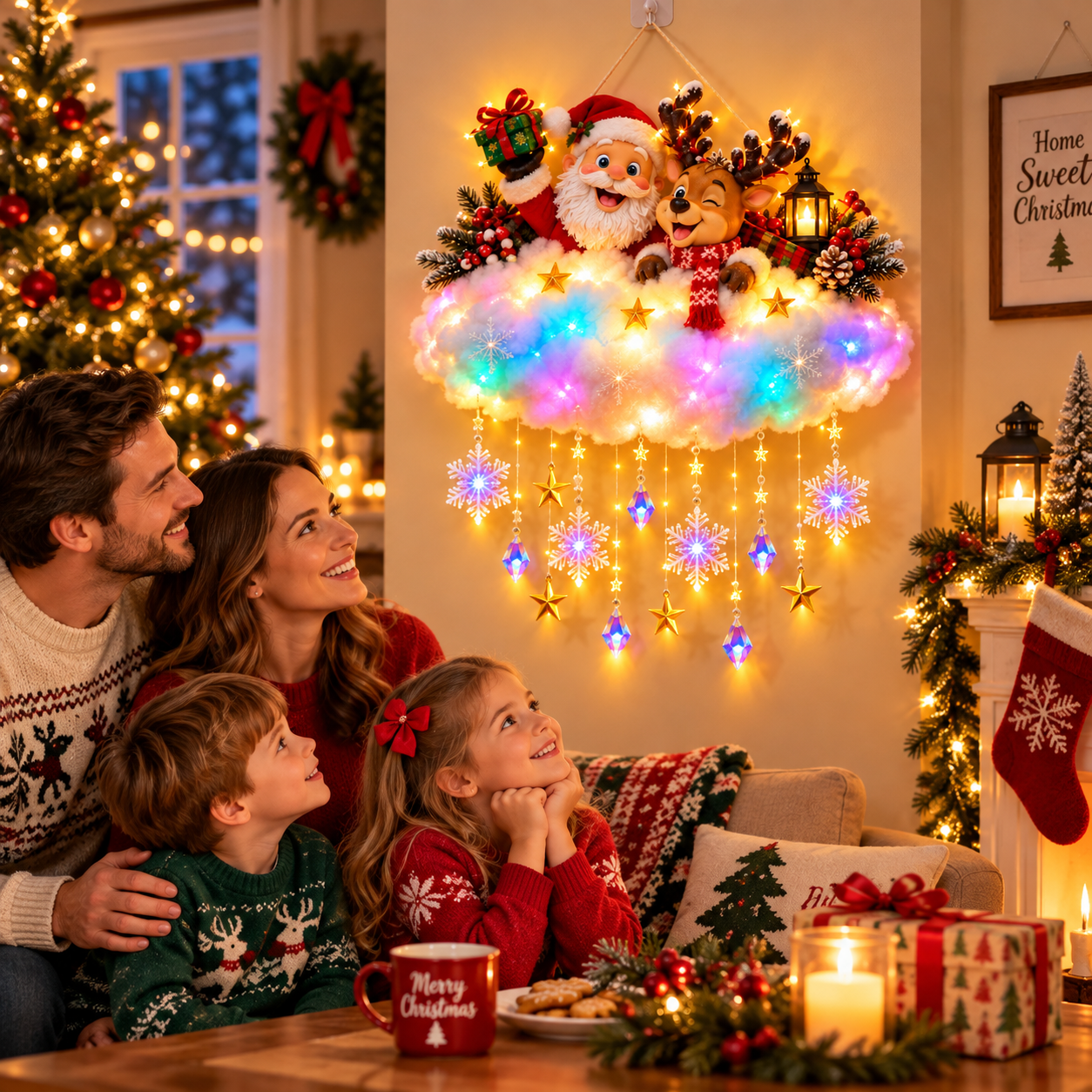 Lighted Christmas Cloud Hanging Decor