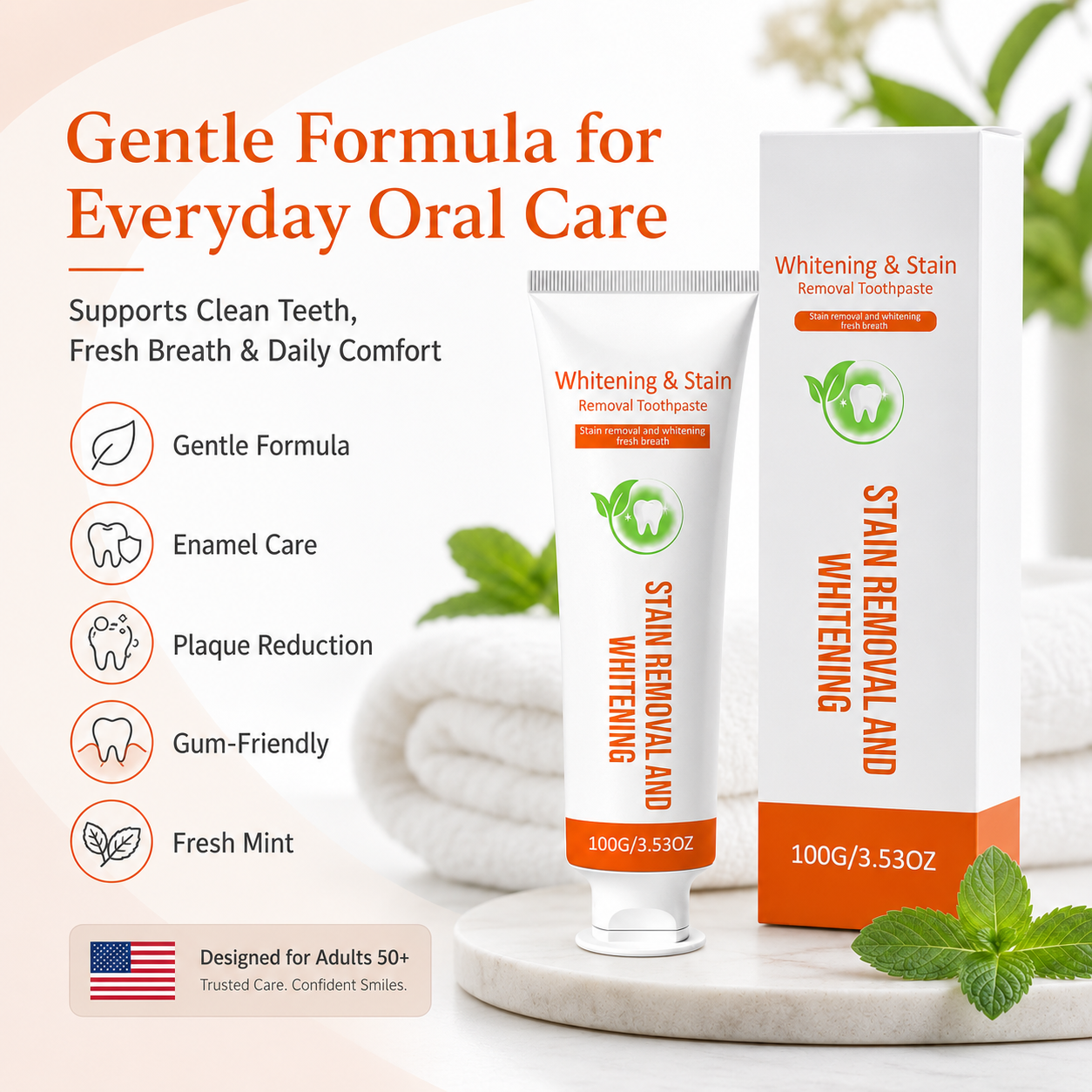 Healiplex Fluoride-Free Whitening Toothpaste – Gentle Stain Removal & Fresh Mint Daily Oral Care