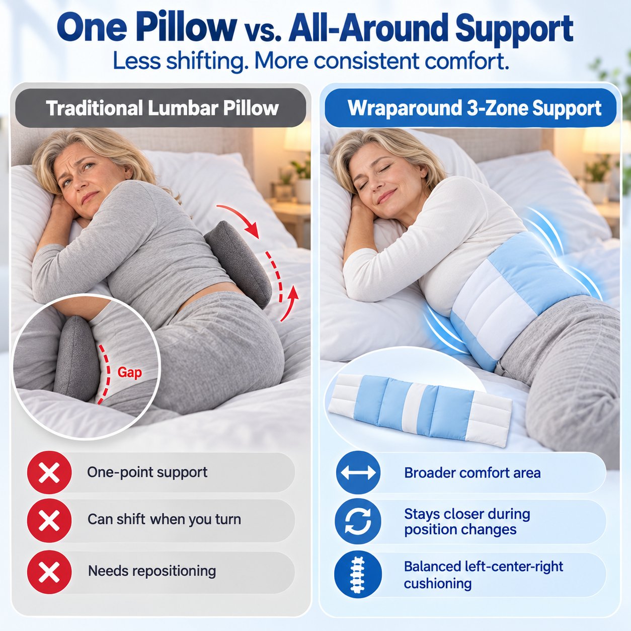 3-Zone All-Night Waist Support Pillow