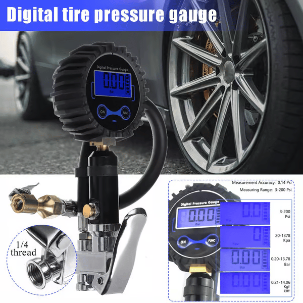 🏎️ Digital Tire Inflator with Pressure Gauge