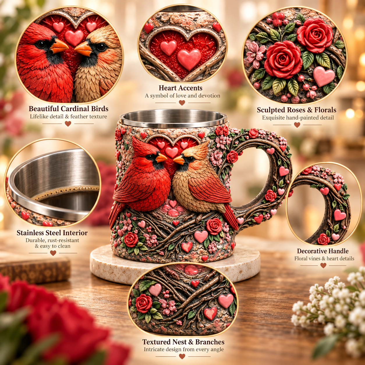 Sculpted Wildlife Stainless Steel Mug Collection