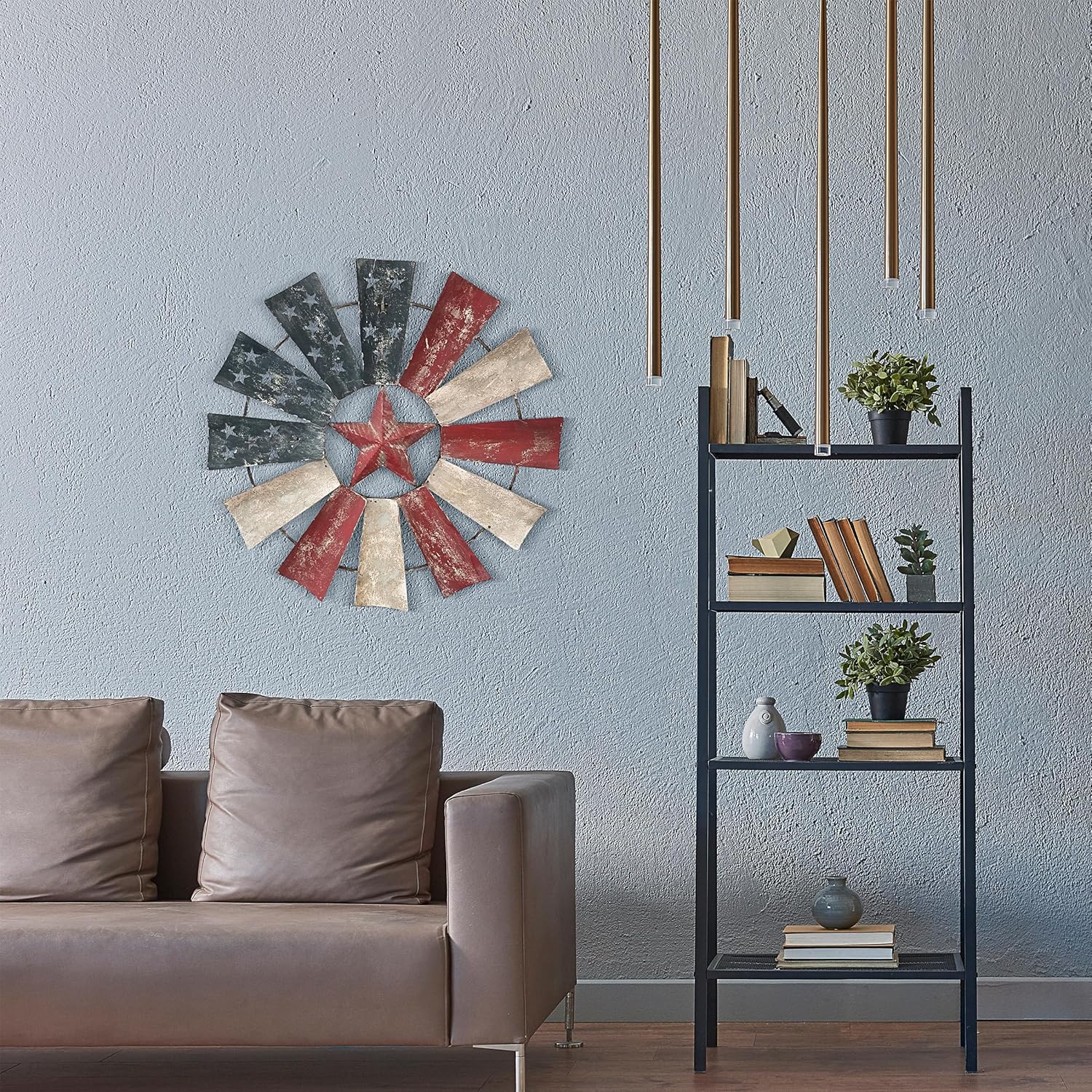 Vintage Flag Wooden Windmill Patriotic Wall Art