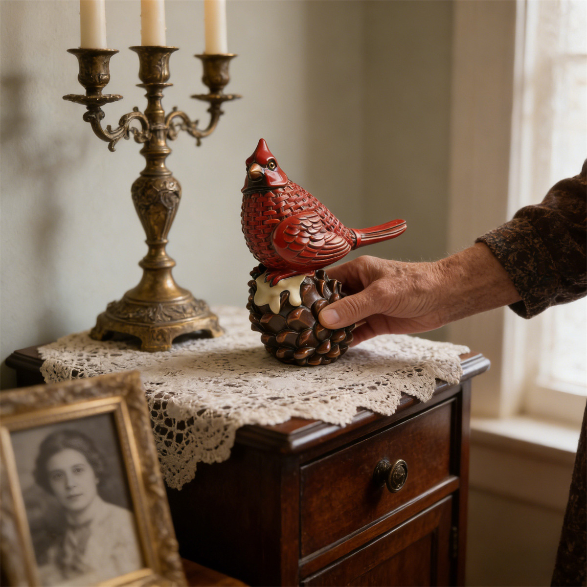 Handcrafted Winter Cardinal Sculpture - A Heartwarming Decor Accent