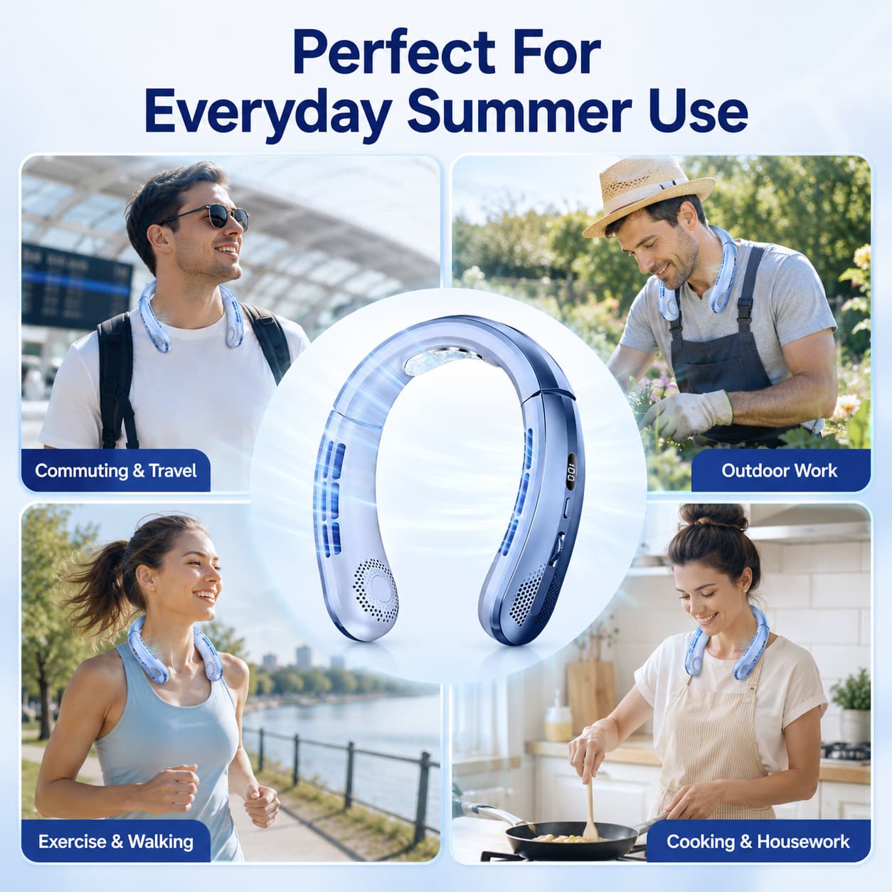 2‑in‑1 Bladeless Neck Cooling Fan