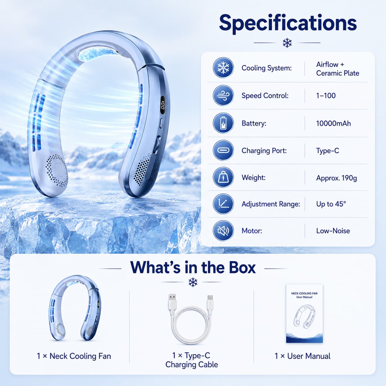 2‑in‑1 Bladeless Neck Cooling Fan