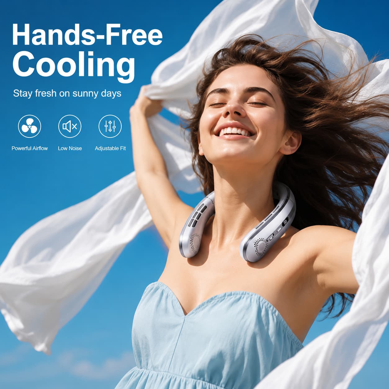 2‑in‑1 Bladeless Neck Cooling Fan
