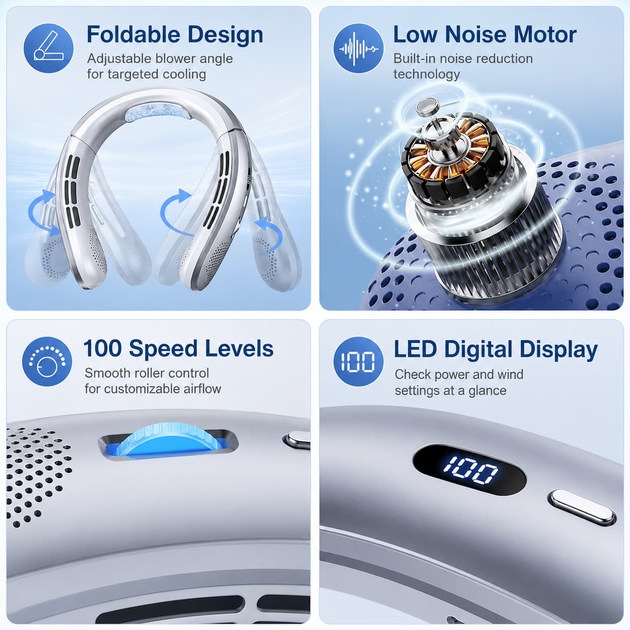 2‑in‑1 Bladeless Neck Cooling Fan