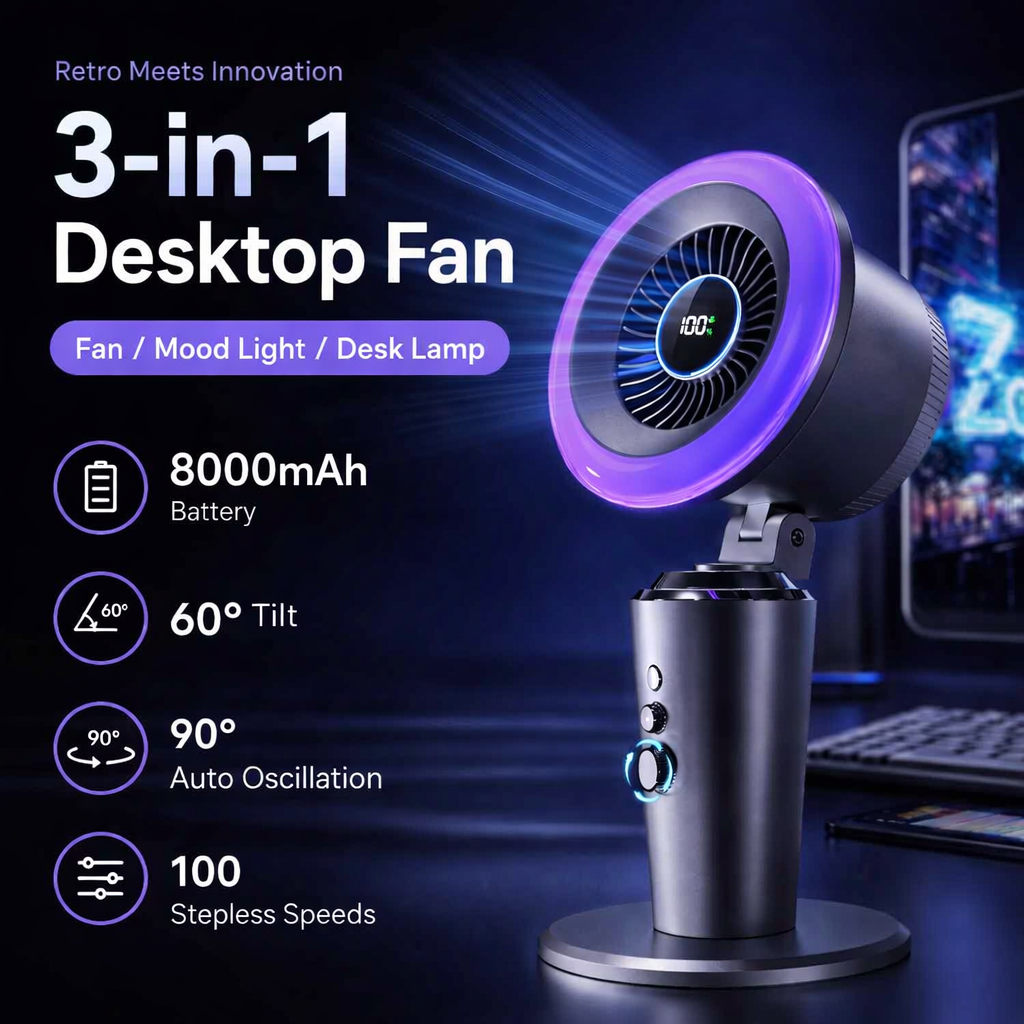 🌙 AI Smart Quiet Air Circulation Fan