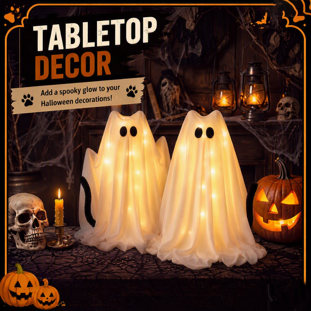 👻 44% OFF | Who Let the Ghost Cats In? – 2-Piece Light-Up Halloween Cat Set 🐾