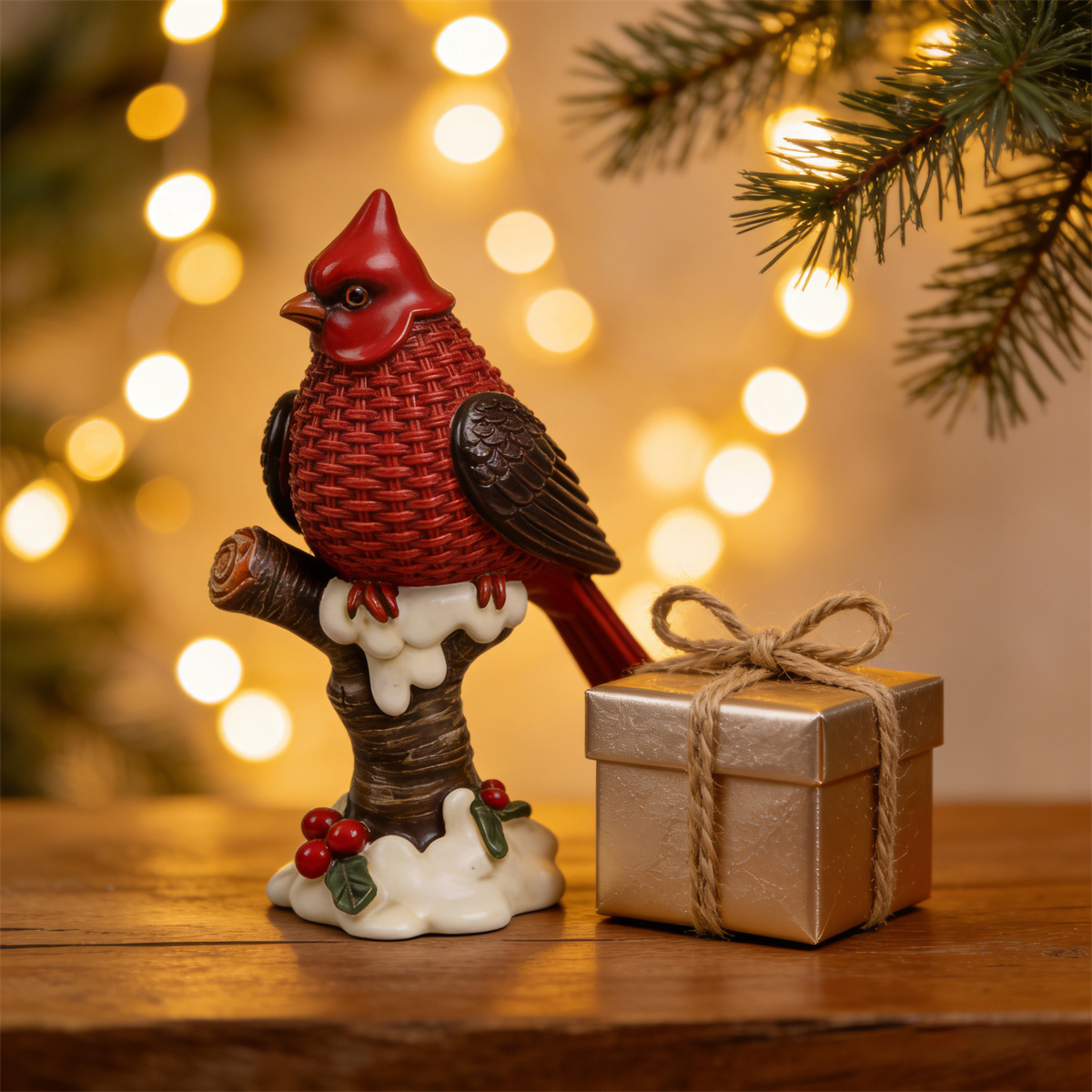 Handcrafted Winter Cardinal Sculpture - A Heartwarming Decor Accent