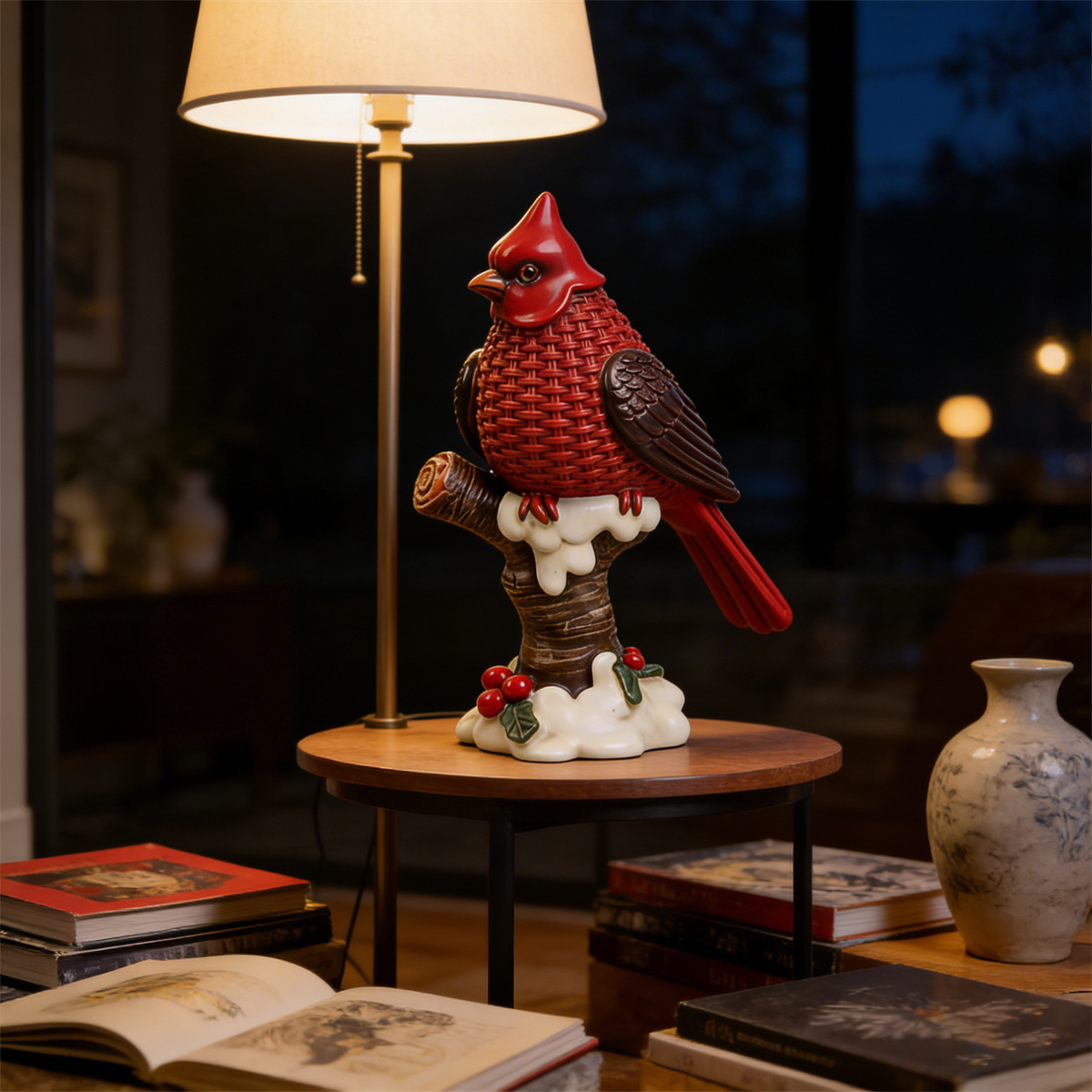 Handcrafted Winter Cardinal Sculpture - A Heartwarming Decor Accent