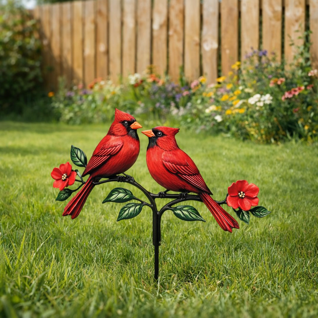 Metal Hand-painted Cardinal Garden Stake