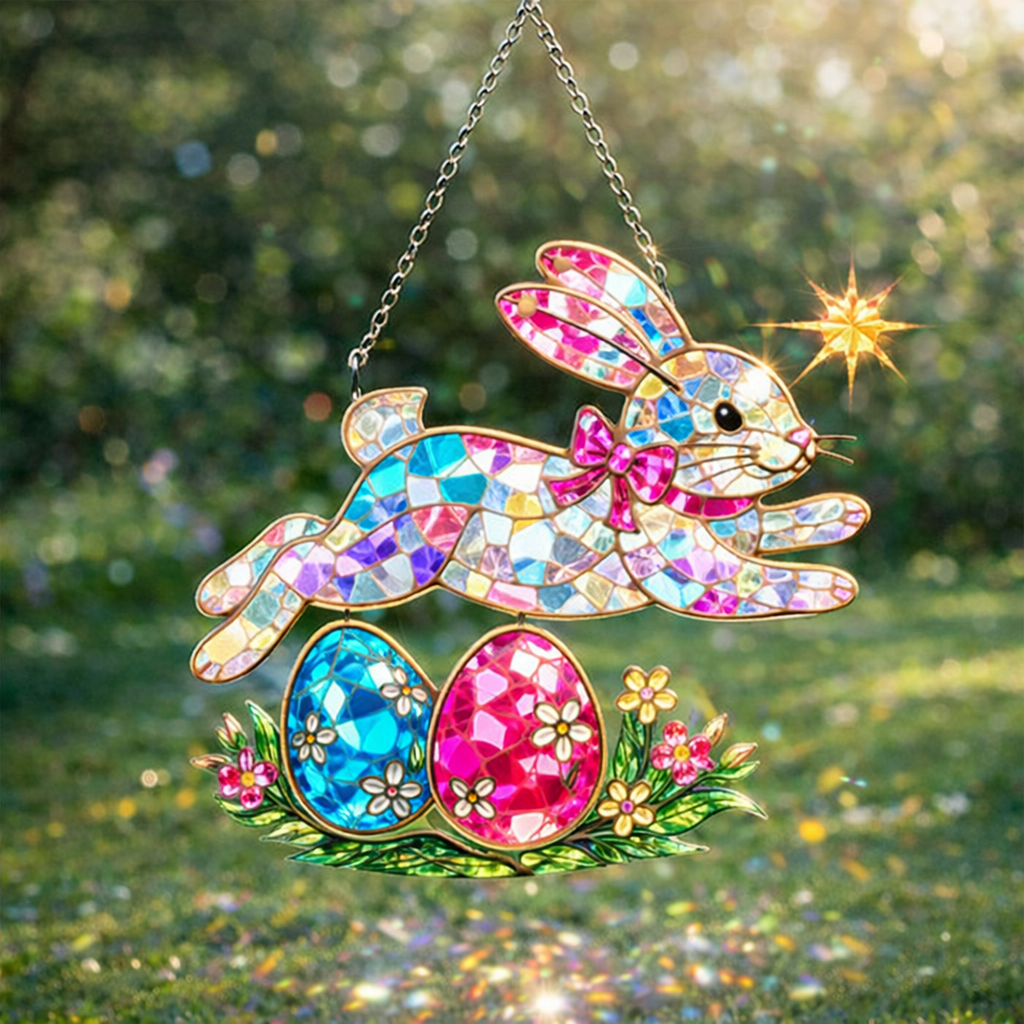 🌸 Easter Stained Glass Crystal Suncatcher