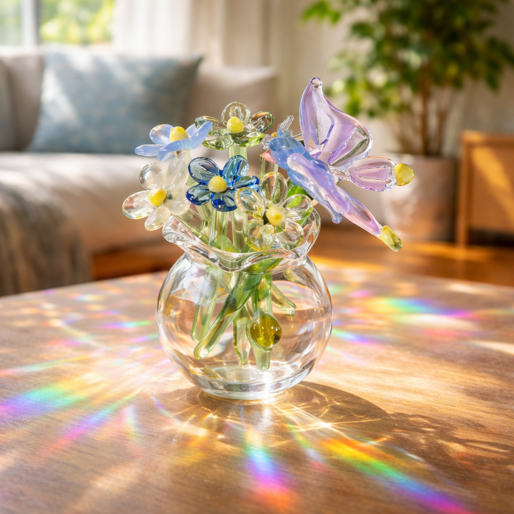 Glass Bird Flower Bouquet Aroma Diffuser