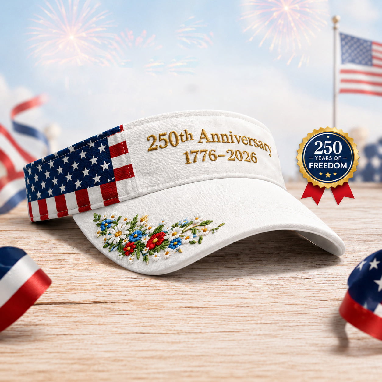 USA 250th Anniversary Embroidered Visor