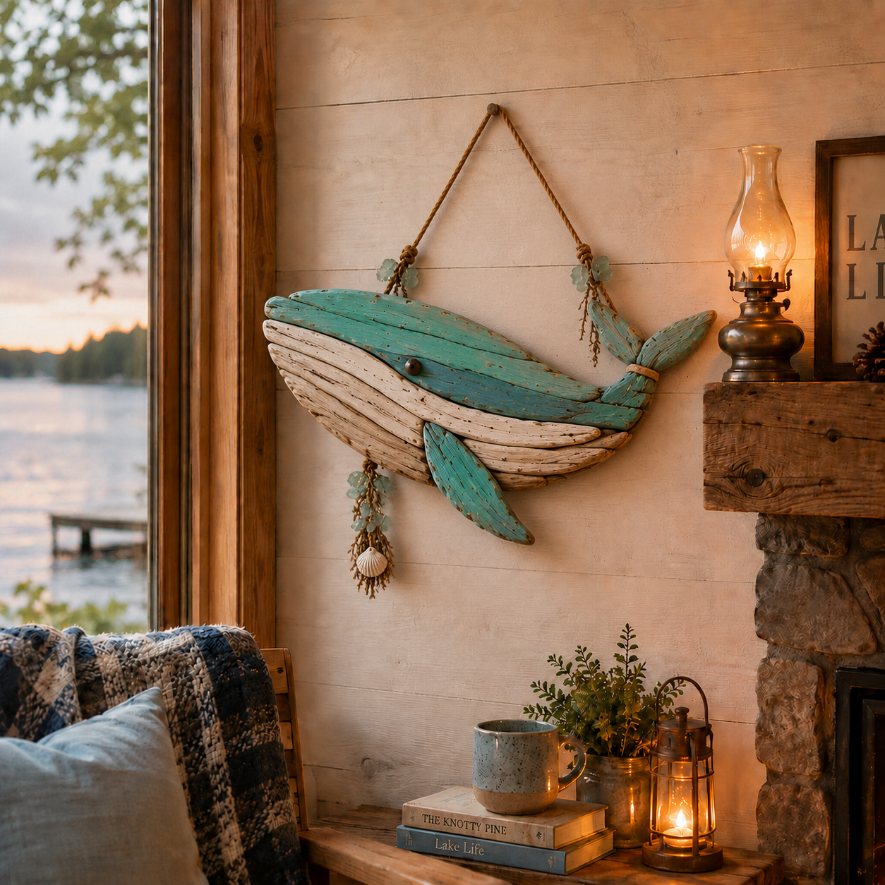 Whale coastal wall decor, classic style (no lighting)
