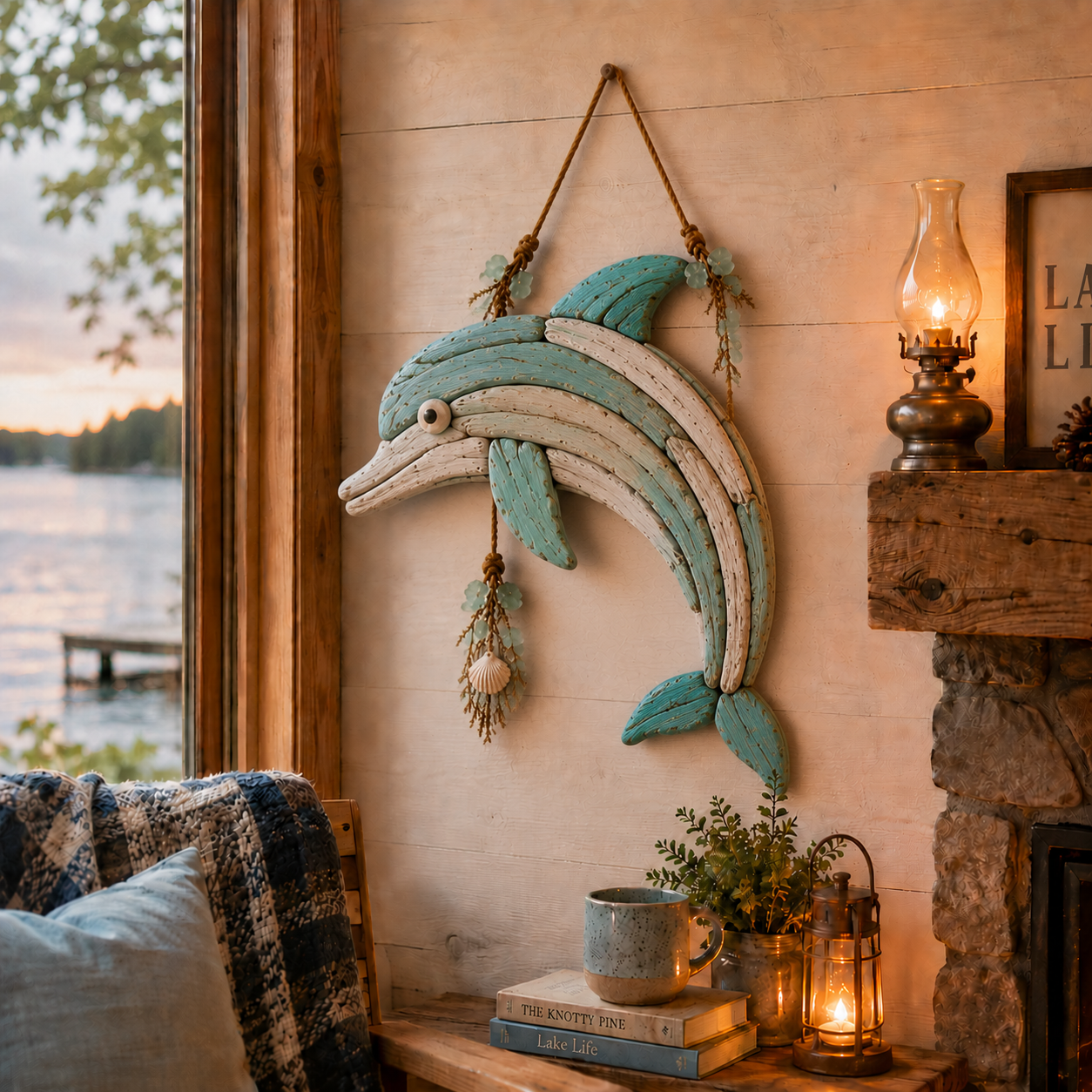 Dolphin coastal wall decor, classic style (no lighting)