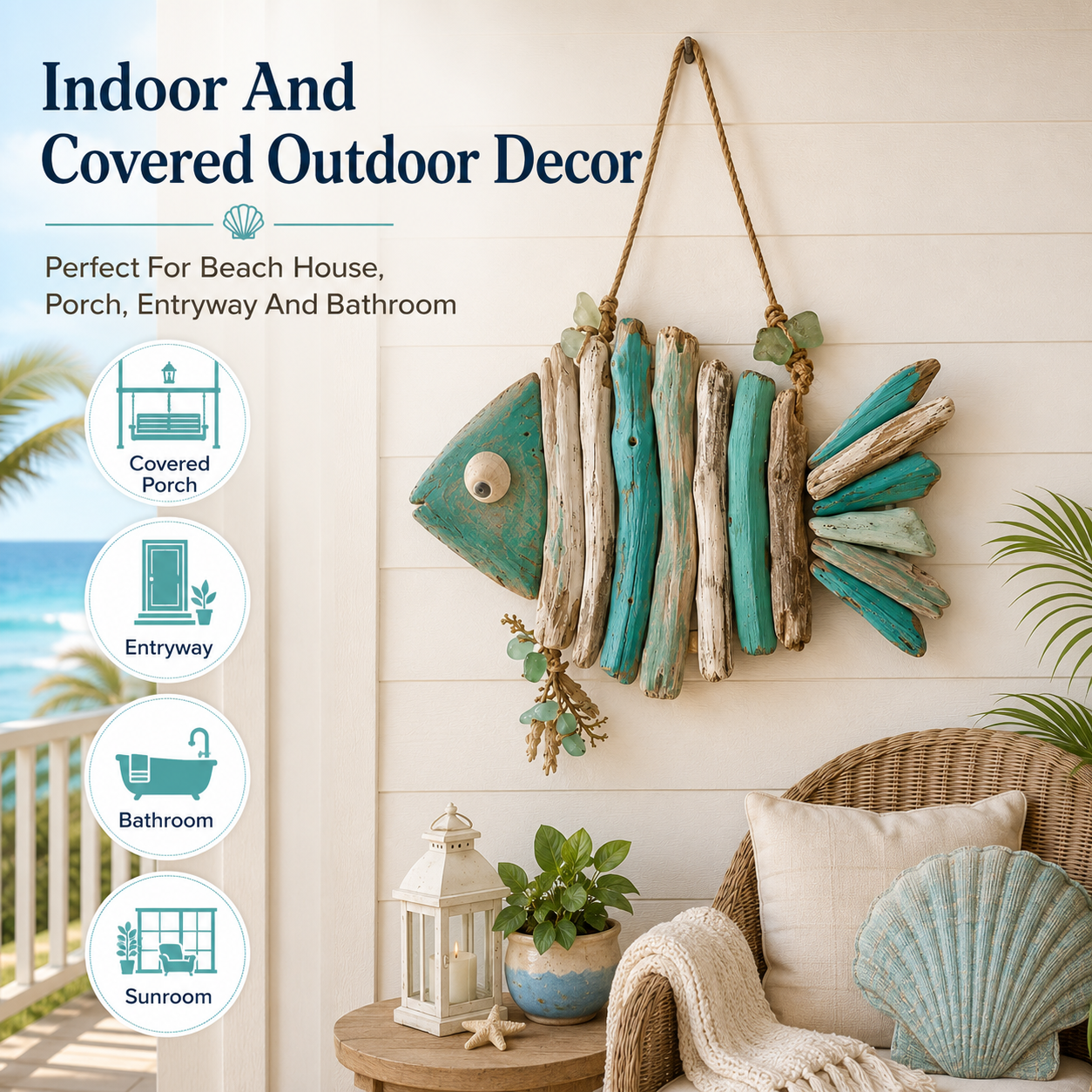 Indoor and covered outdoor coastal wall decoration