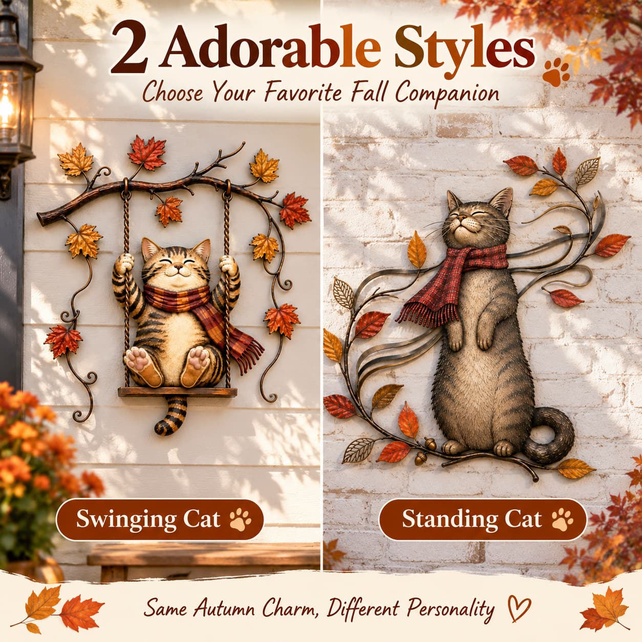 🐱Autumn Cat Metal Wall Decor