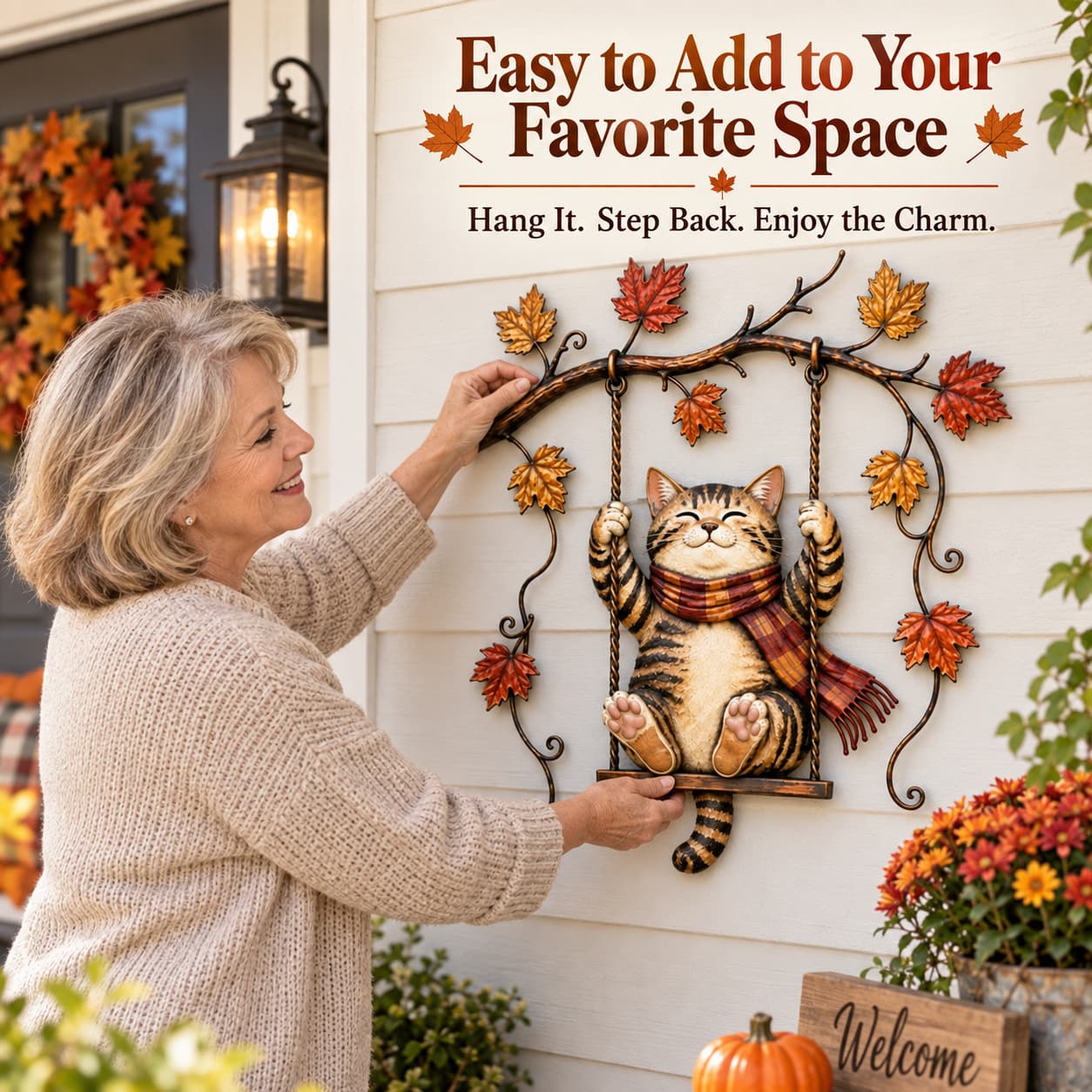 🐱Autumn Cat Metal Wall Decor