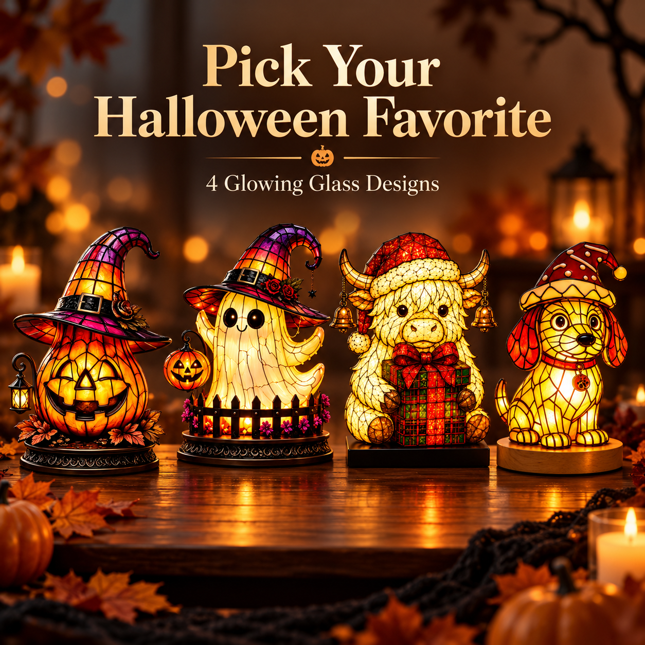 🎃 Glowing Halloween Glass Character Lamp