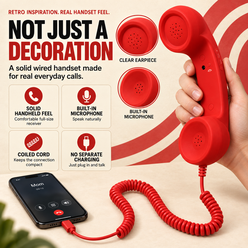 ☎️ Retro telephone handset with Type-C interface 📞