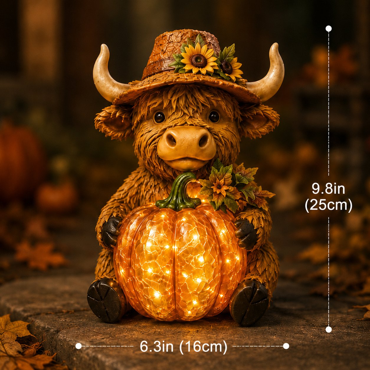 🐮Solar Highland Cow Pumpkin Light