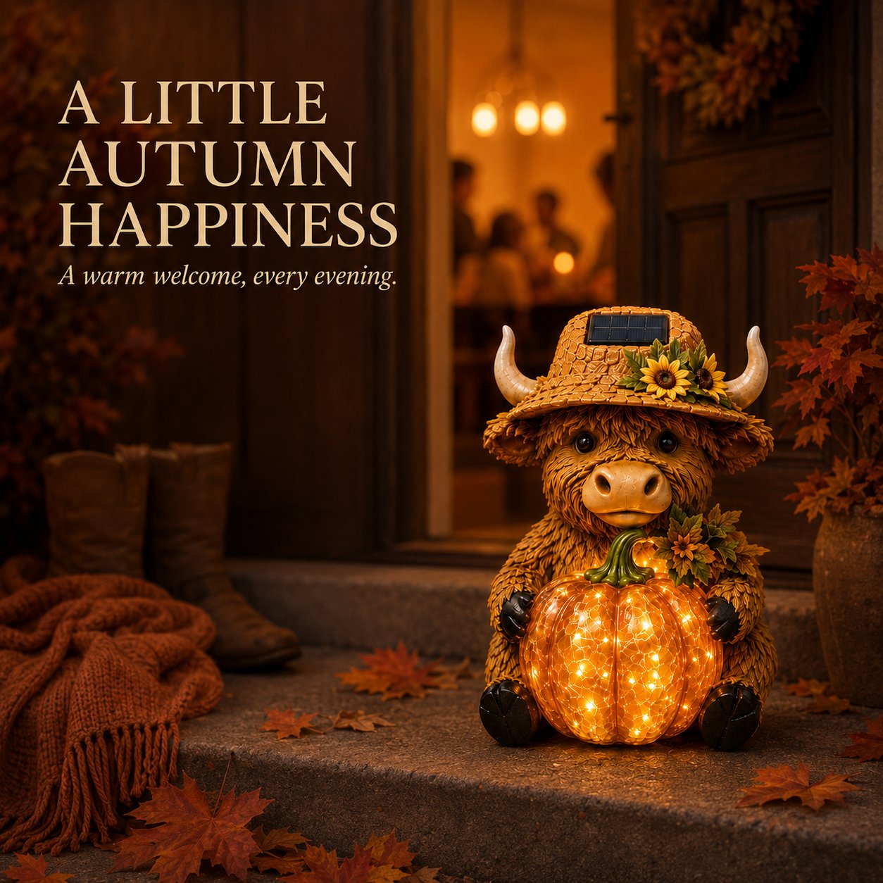 🐮Solar Highland Cow Pumpkin Light