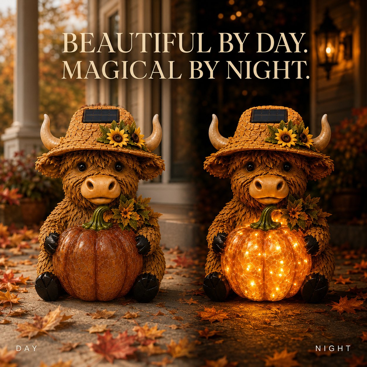 🐮Solar Highland Cow Pumpkin Light