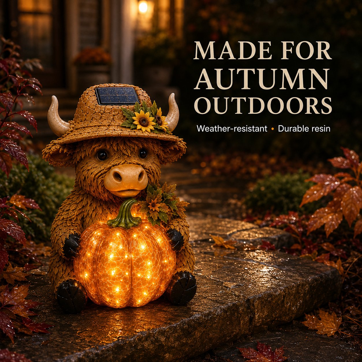🐮Solar Highland Cow Pumpkin Light