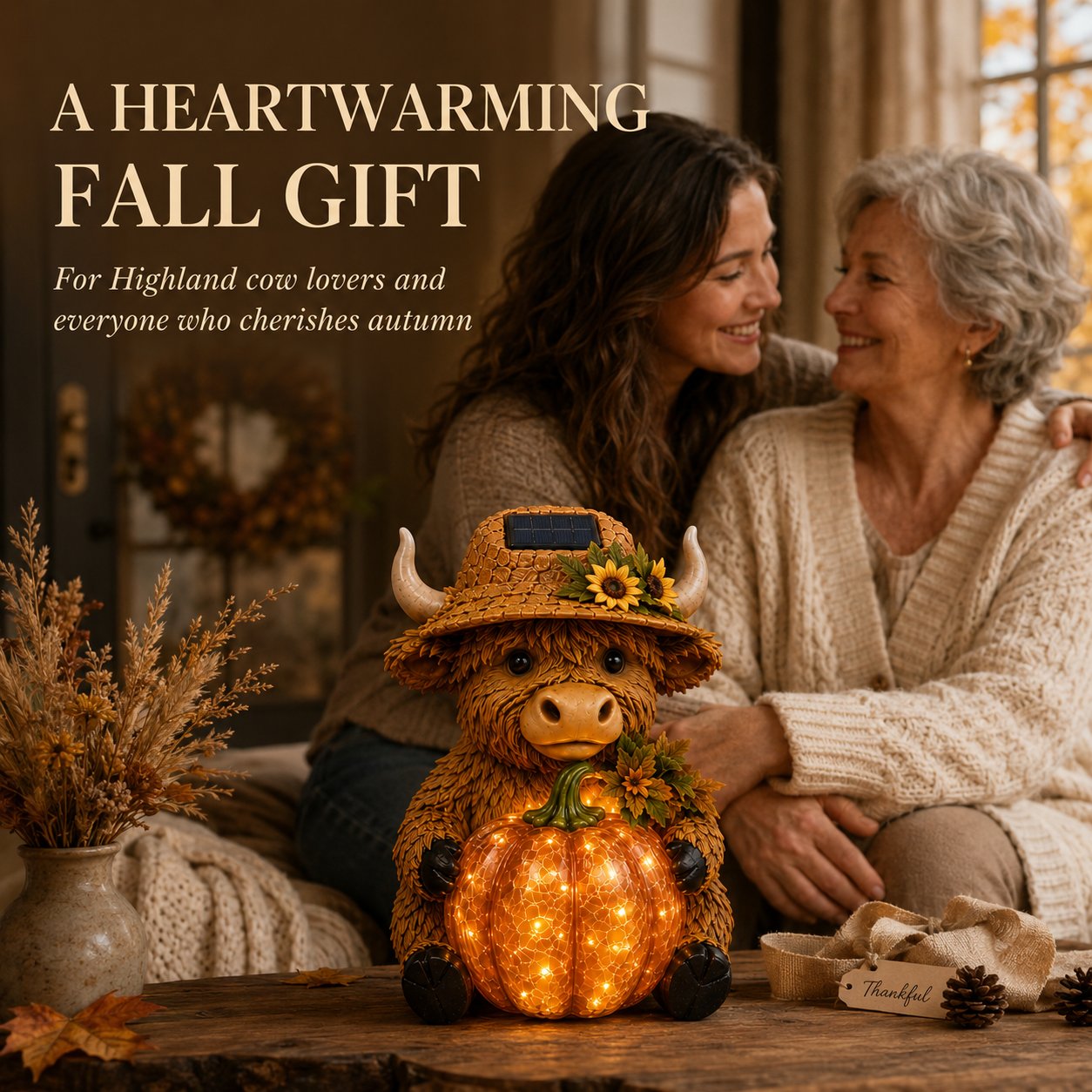 🐮Solar Highland Cow Pumpkin Light