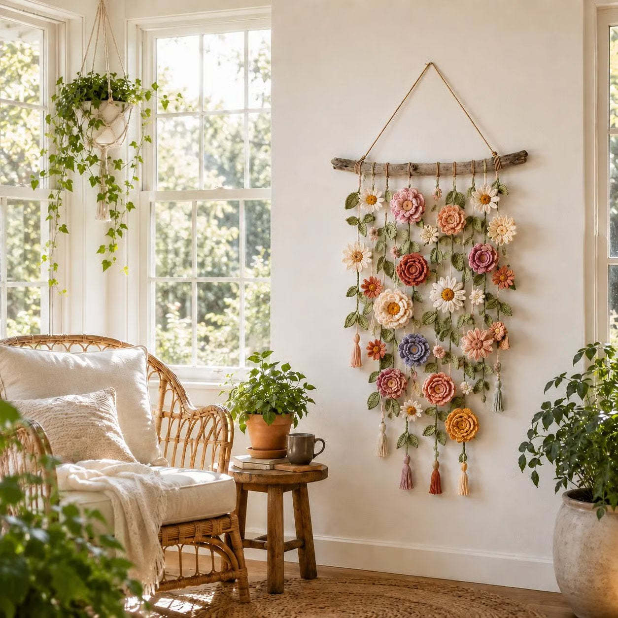 💮Crochet Flower Wall Hanging Decor🖼️