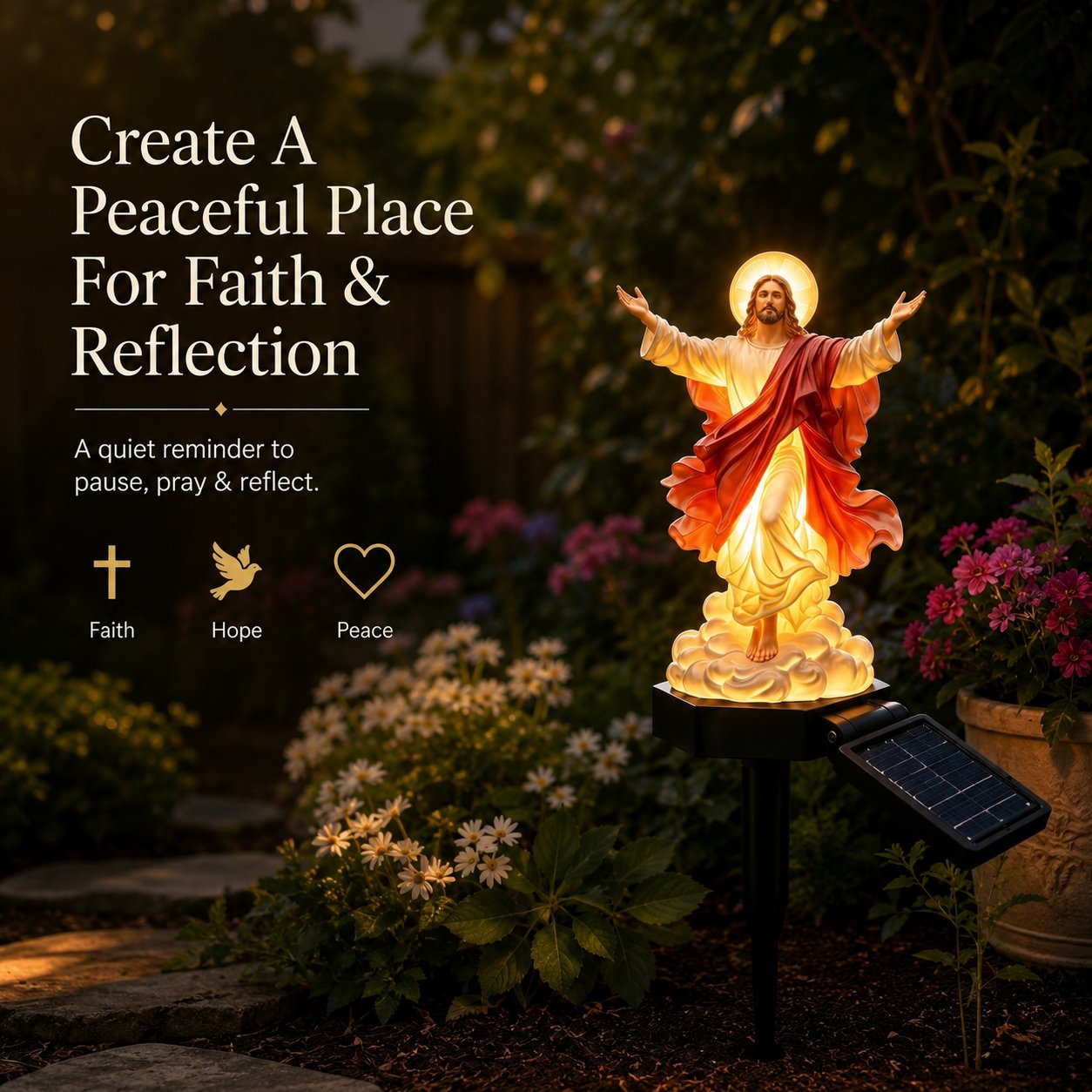 ☀️Solar-Powered Illuminated Jesus Garden Statue🙏