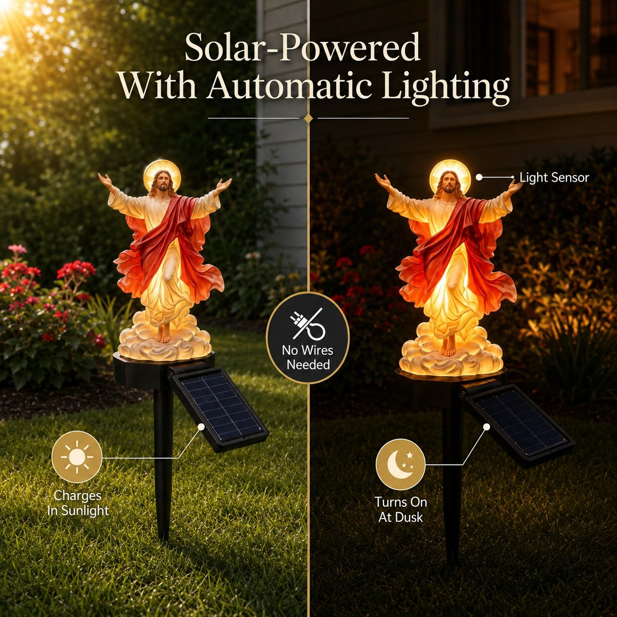 ☀️Solar-Powered Illuminated Jesus Garden Statue🙏