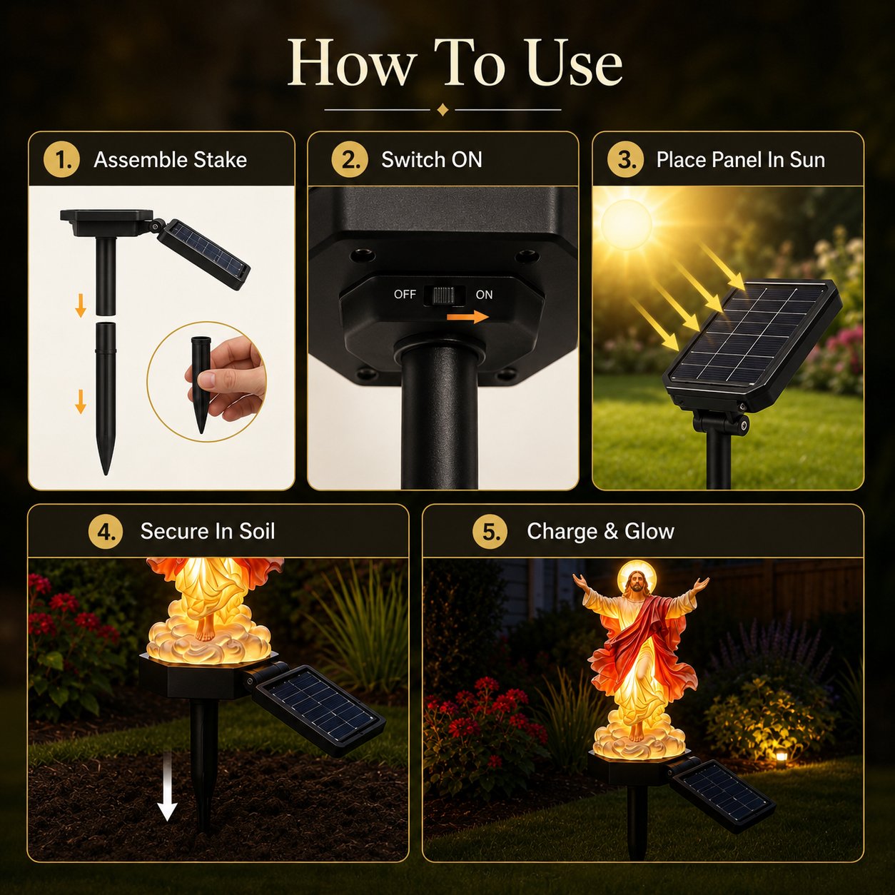 ☀️Solar-Powered Illuminated Jesus Garden Statue🙏