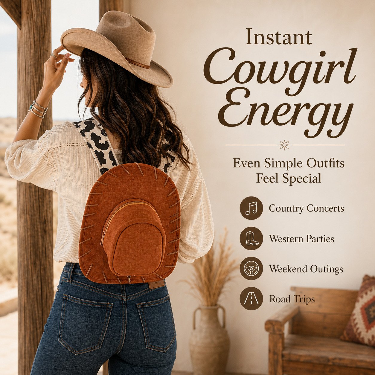 🎁 Last Day 50% OFF – 🤠Cowboy Hat-Shaped Backpack