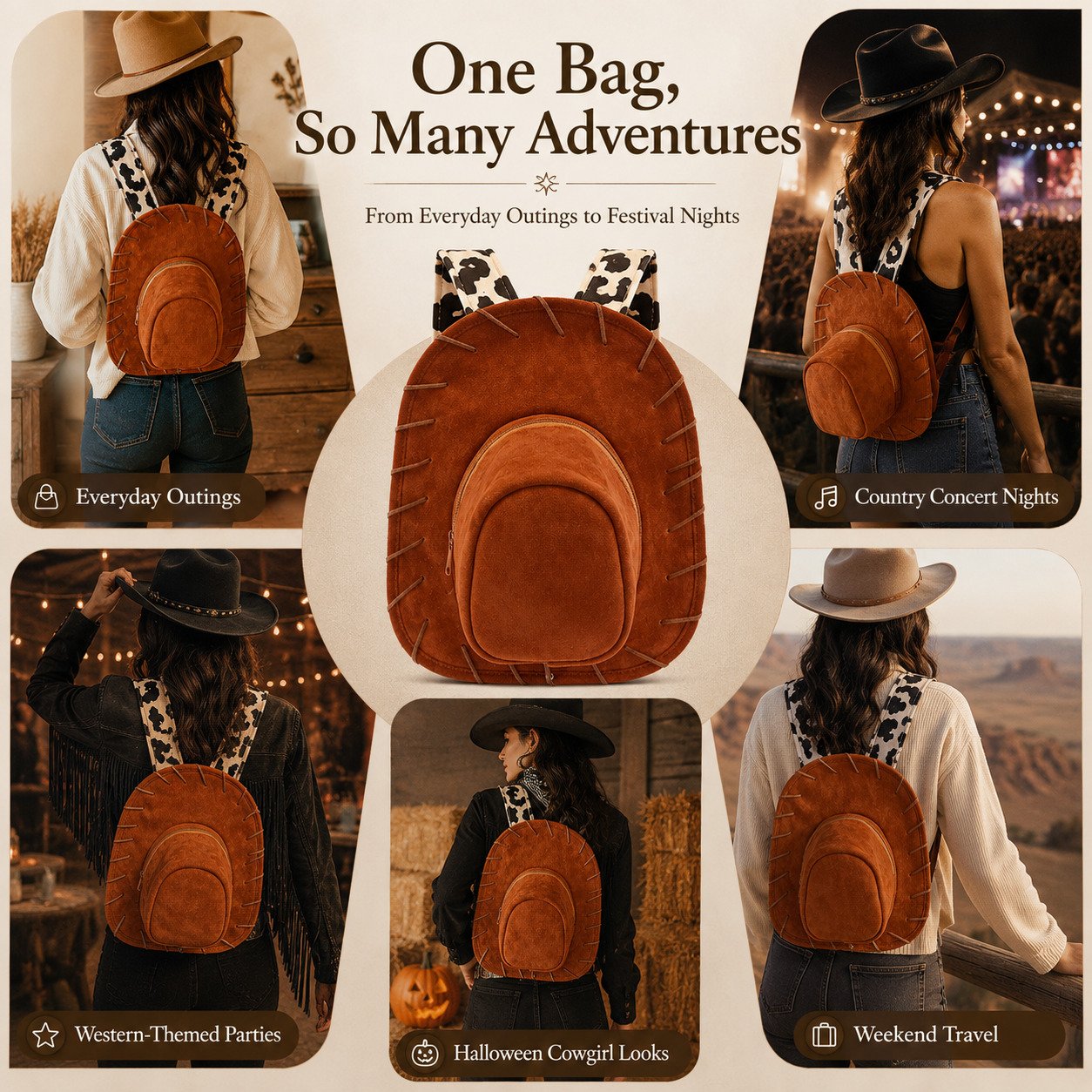 🎁 Last Day 50% OFF – 🤠Cowboy Hat-Shaped Backpack
