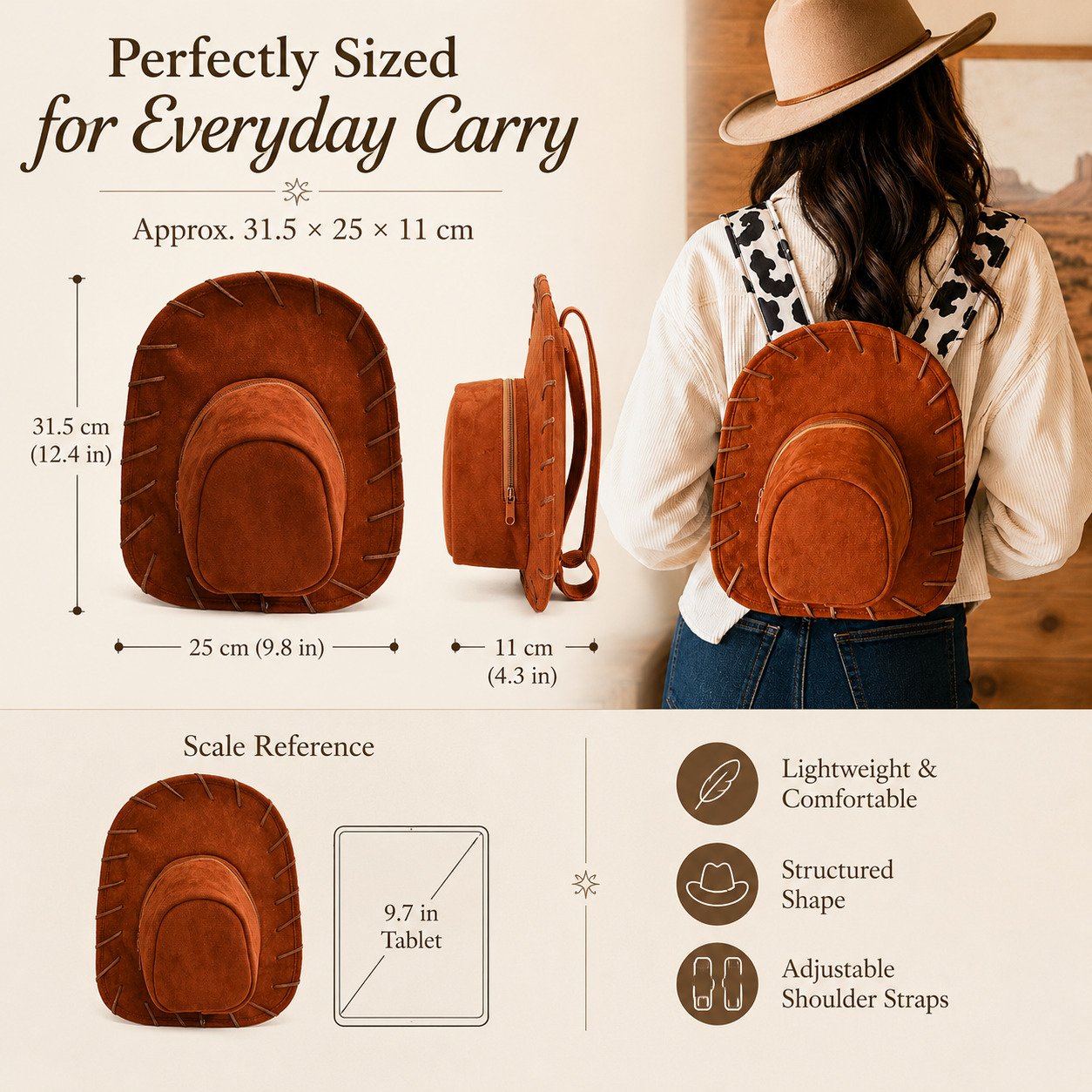 🎁 Last Day 50% OFF – 🤠Cowboy Hat-Shaped Backpack