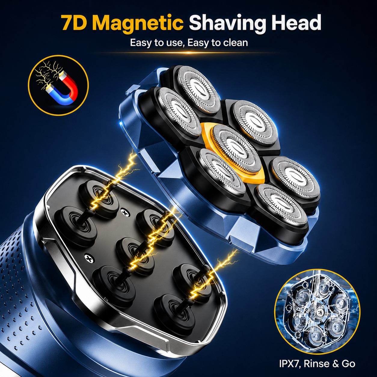 🪒7D Floating Heads Electric Head Shaver