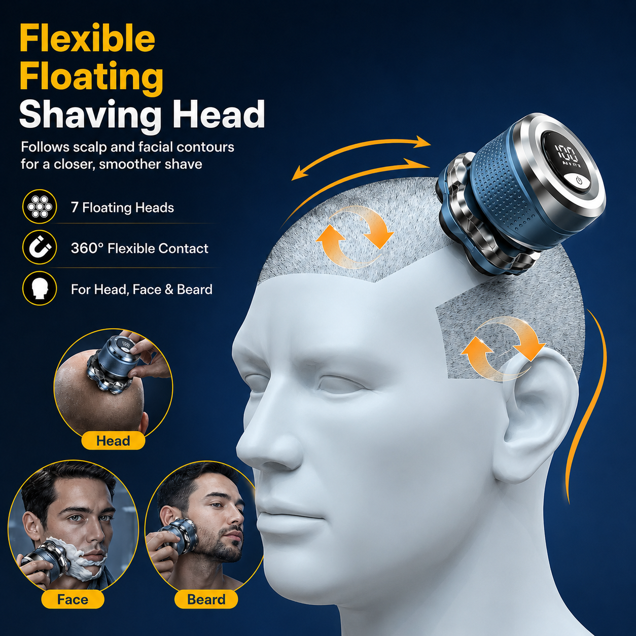 🪒7D Floating Heads Electric Head Shaver