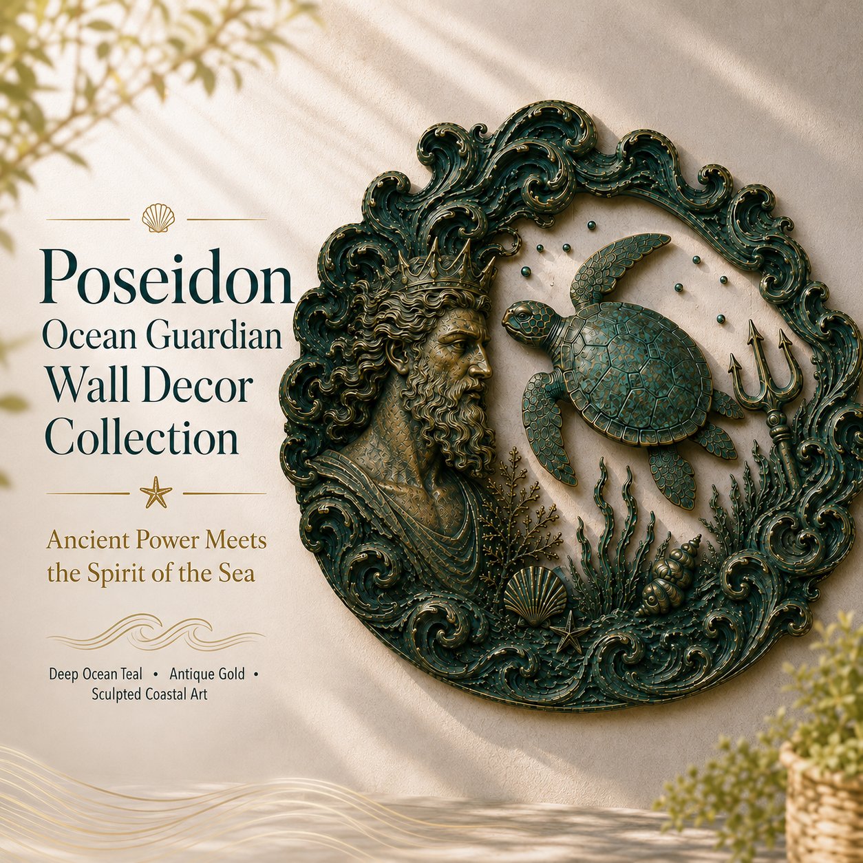 ⏳49% OFF – 🔱 Poseidon Sea Guardian Sculptural Metal Wall Art Collection
