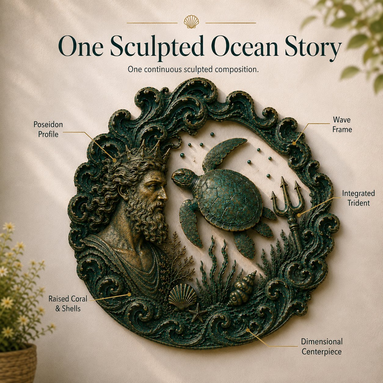 ⏳49% OFF – 🔱 Poseidon Sea Guardian Sculptural Metal Wall Art Collection