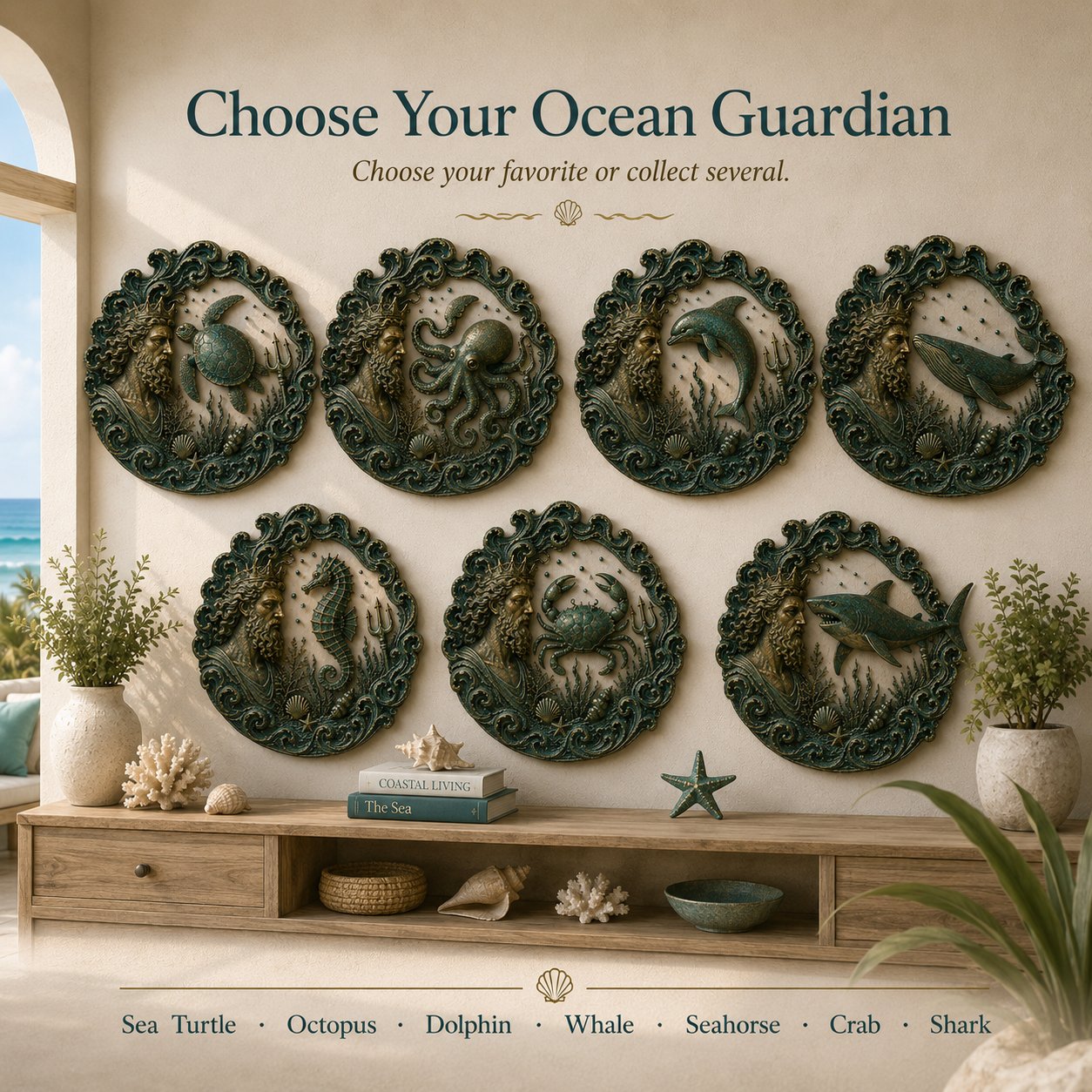 ⏳49% OFF – 🔱 Poseidon Sea Guardian Sculptural Metal Wall Art Collection