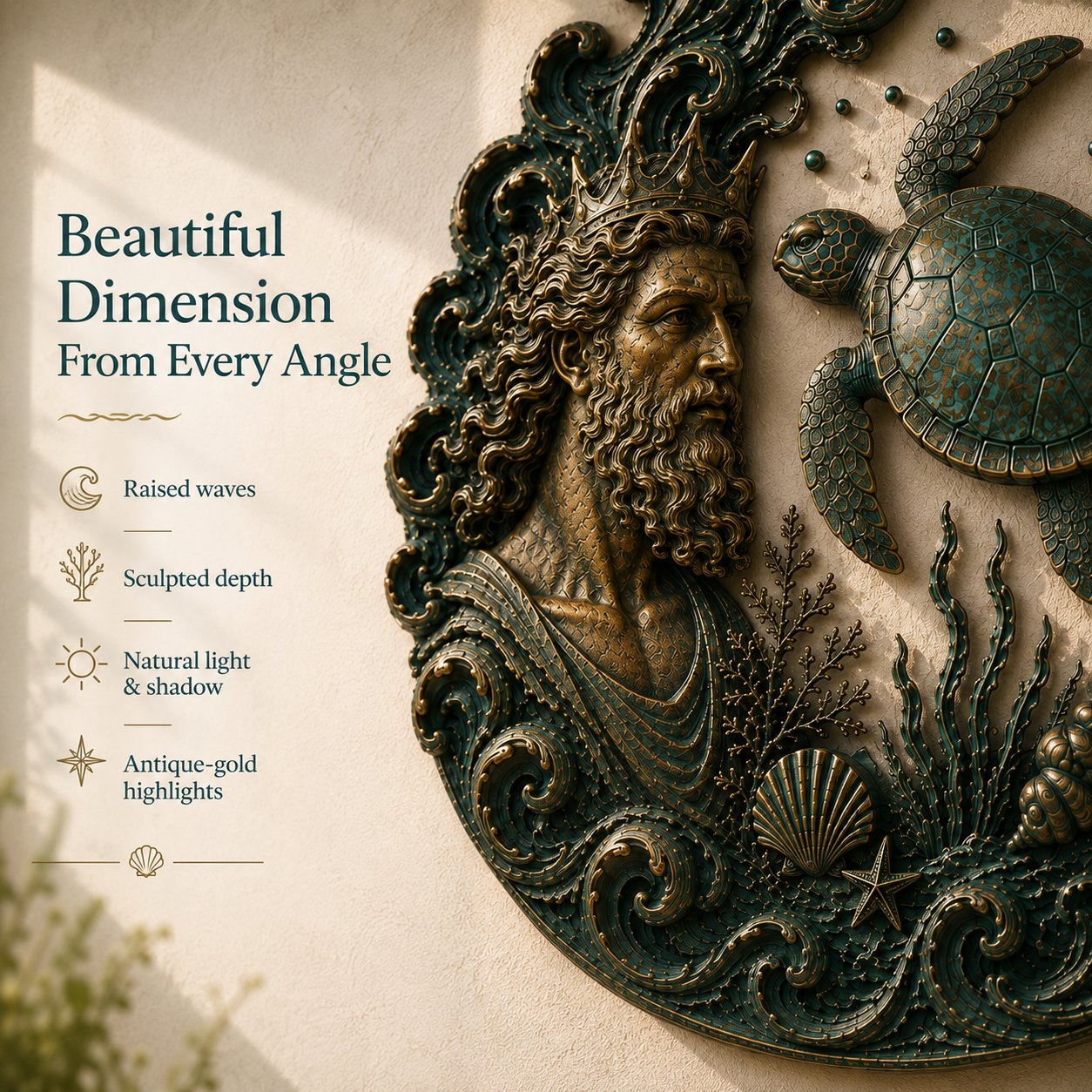 ⏳49% OFF – 🔱 Poseidon Sea Guardian Sculptural Metal Wall Art Collection